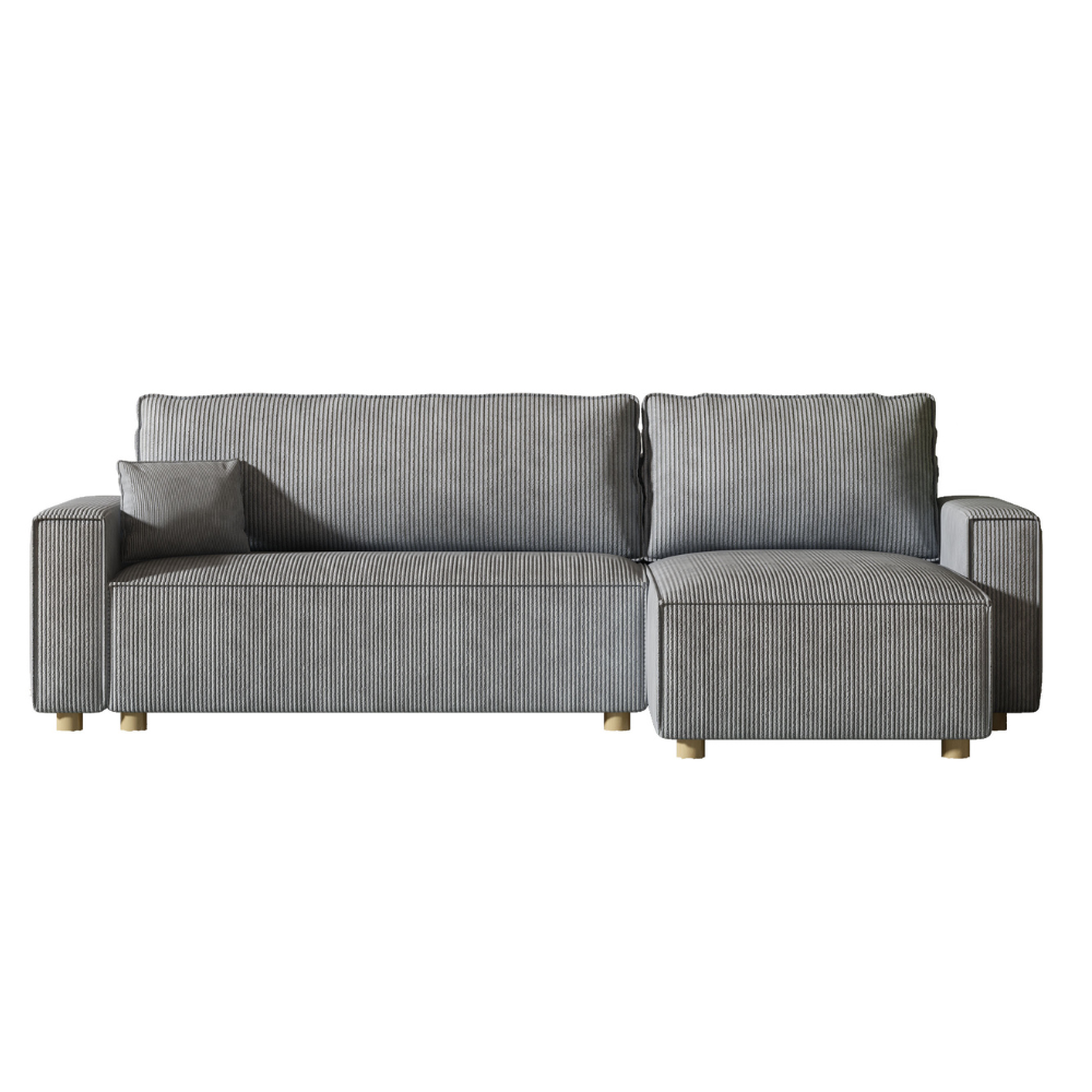 CONCEPT USINE Canapé convertible d'angle en velours côtelé gris clair cosy