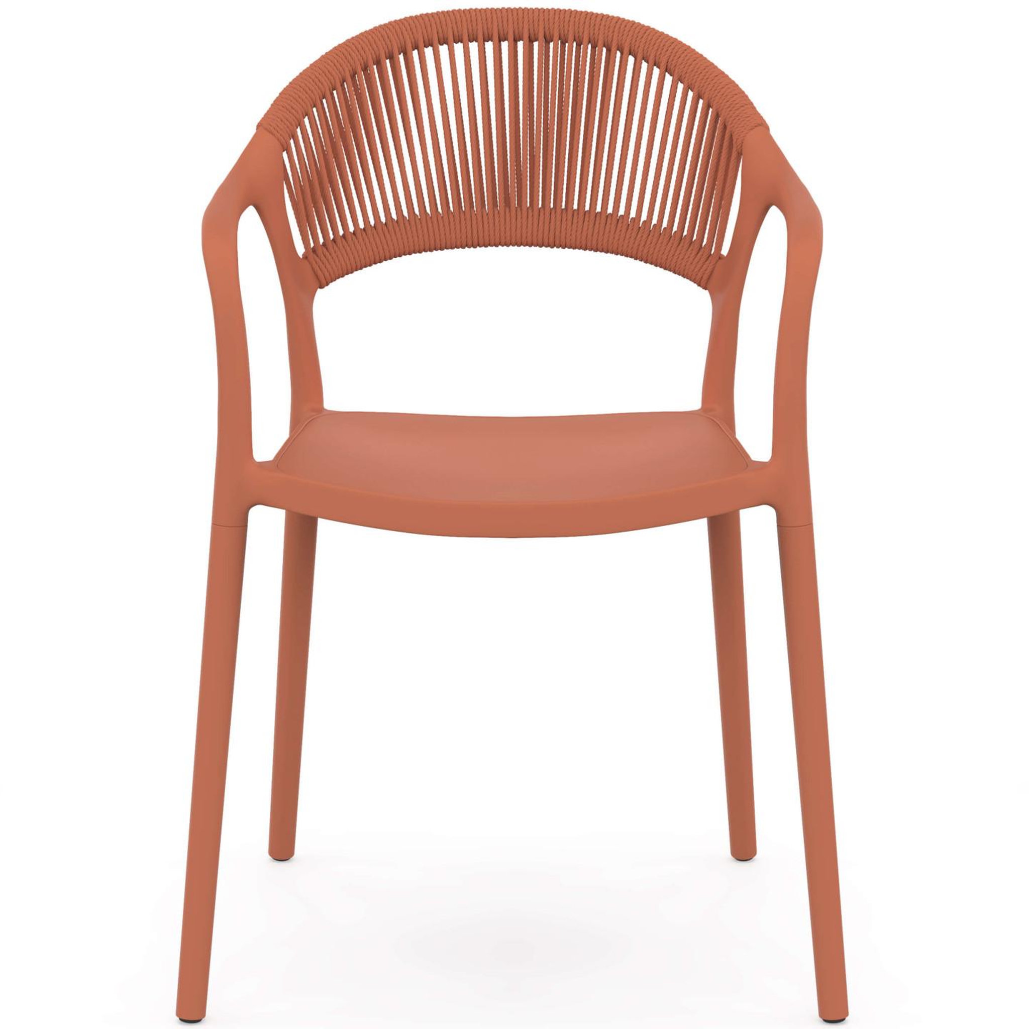 Voir la diapositive 3 : ID MARKET Lot de 4 chaises de jardin empilables odelia en polypropylène et cordage terracotta