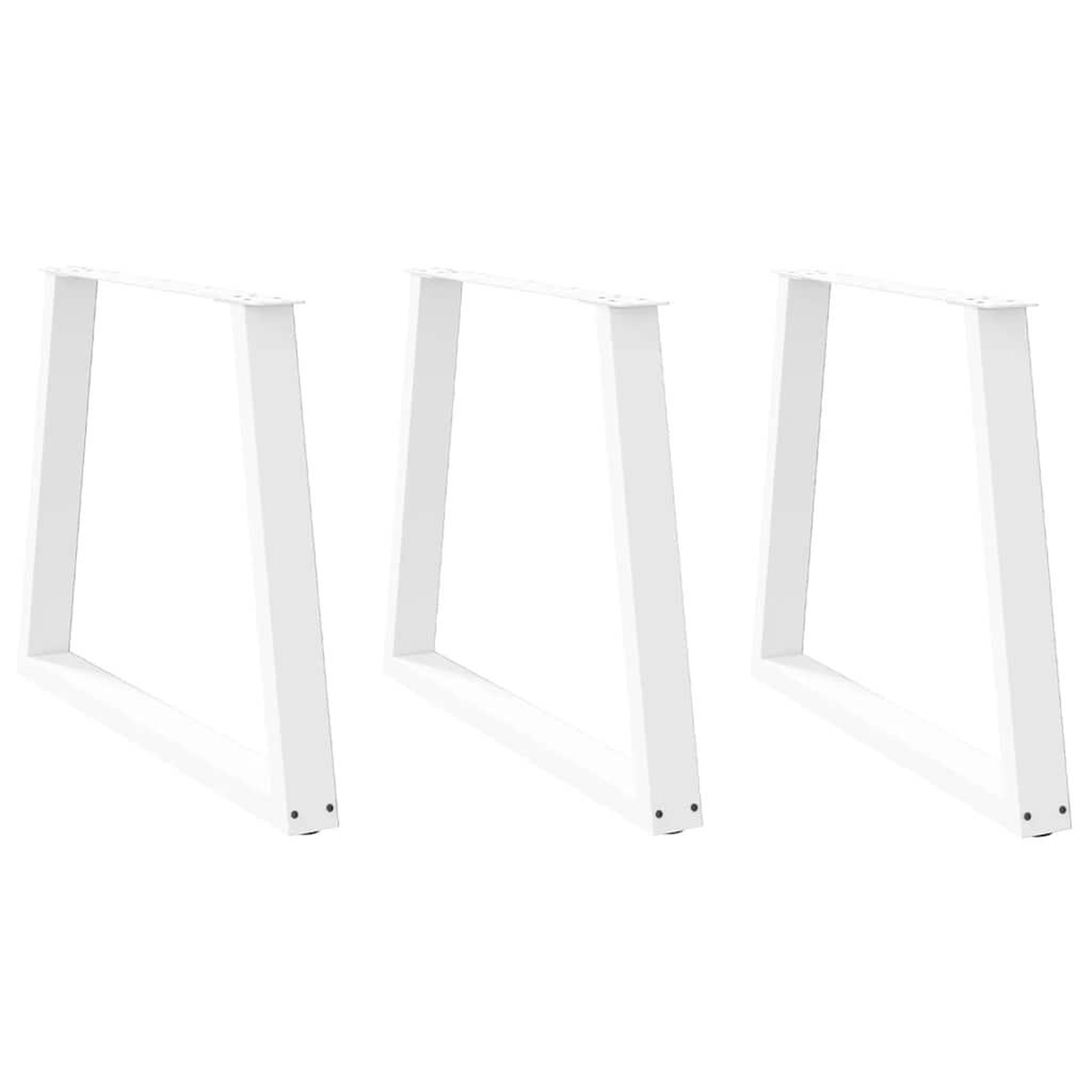 VIDAXL Pieds de table a manger forme de V 3 pcs blanc 80x(72-73,3) cm