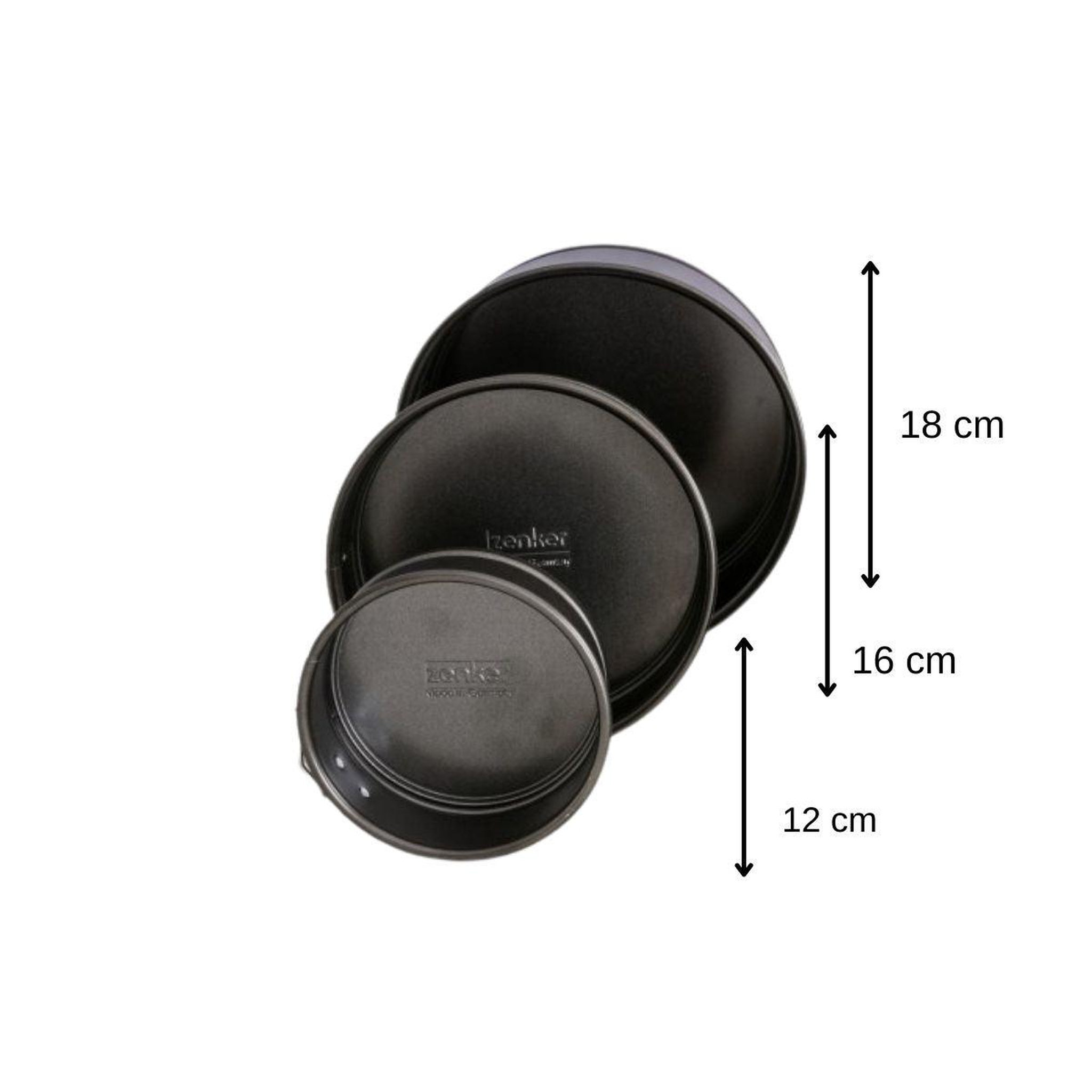 Voir la diapositive 3 : ZENKER Set de 3 mini moules à manqué à charnière 12cm + 16cm + 18cm zenker spécial mini