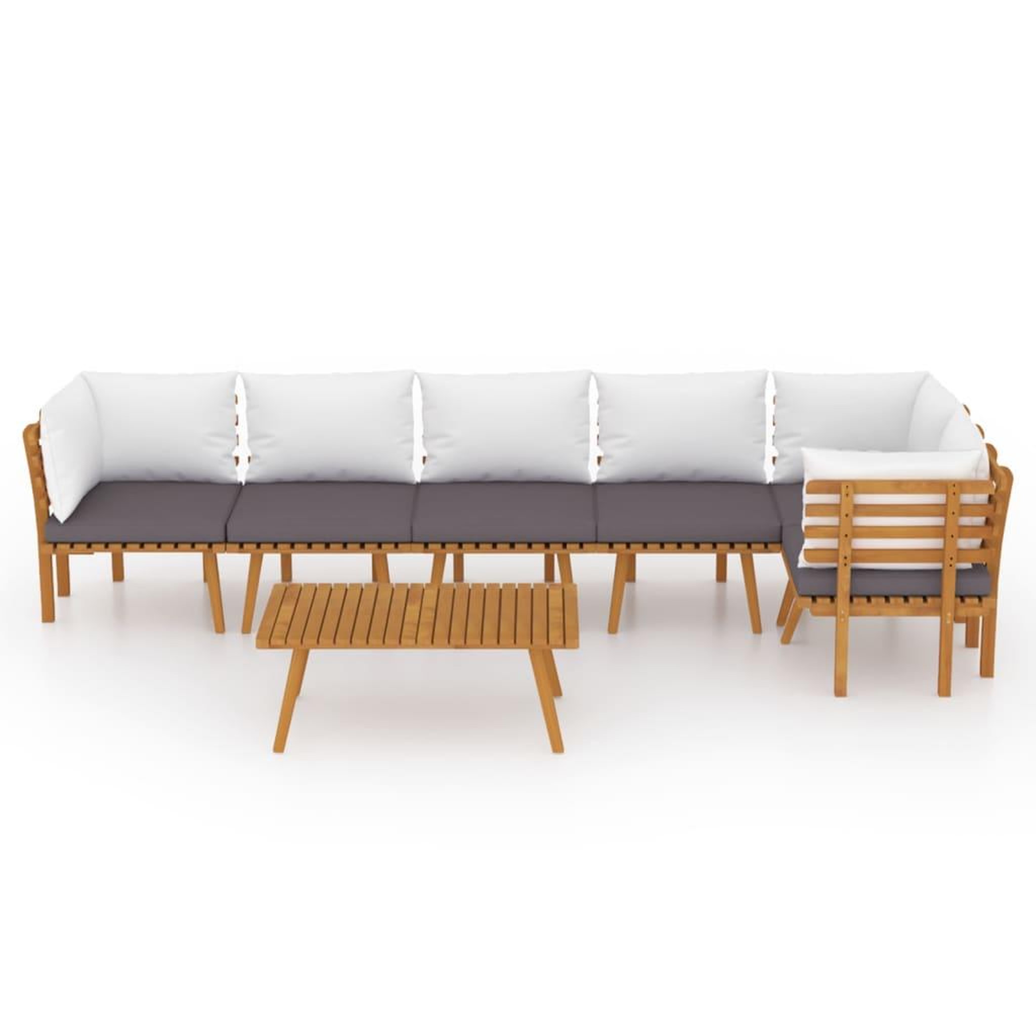 Voir la diapositive 3 : VIDAXL Salon de jardin 7 pcs avec coussins Bois d'acacia solide