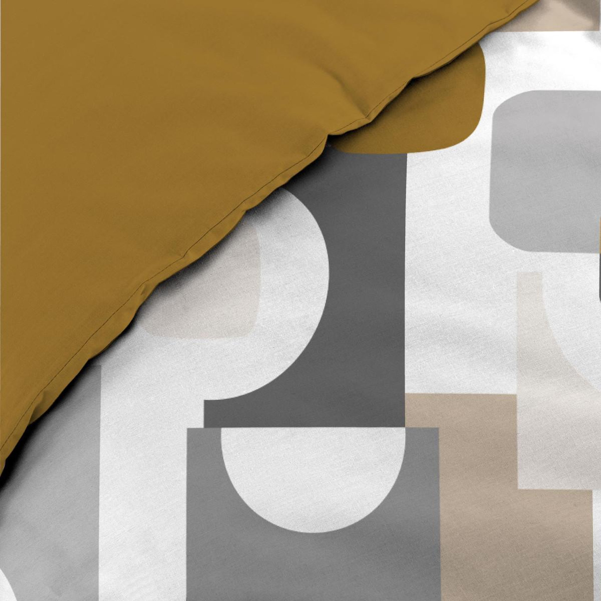 Voir la diapositive 4 : Douceur d'Intérieur Parure de lit 3 pièces  geomelo  240x220cm ocre