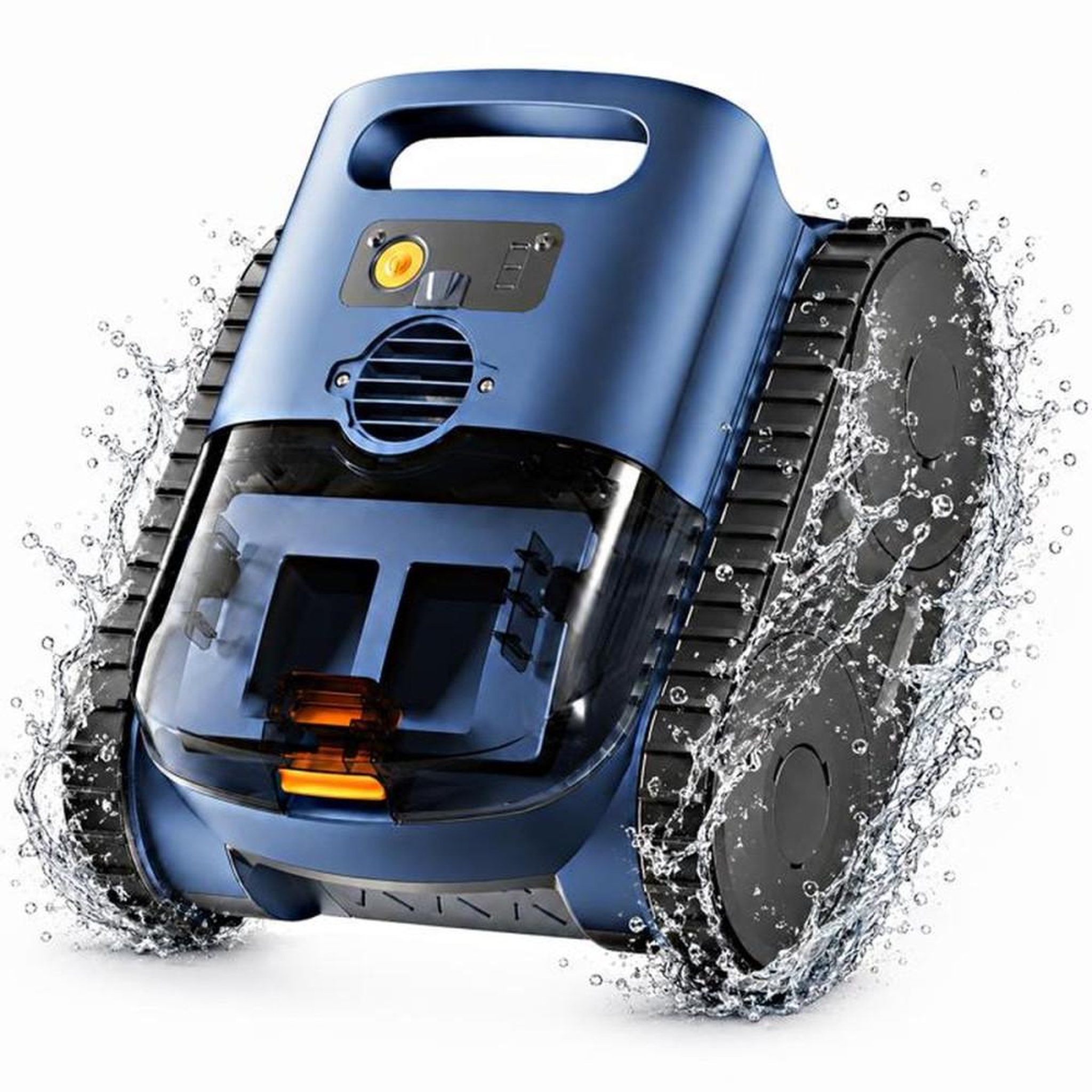Nettoyeur de piscine robot sans fil gyroscope bleu pour fond, parois et ligne d'eau jusqu'à 200 m²