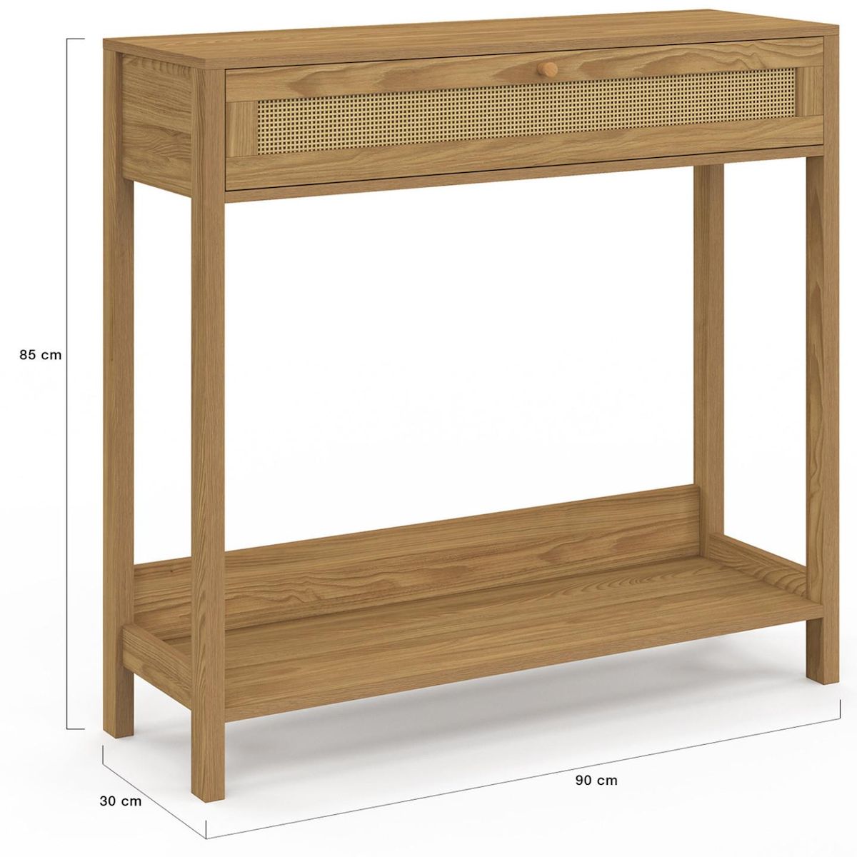 ID MARKET Console 1 tiroir HANAE effet naturel cannage