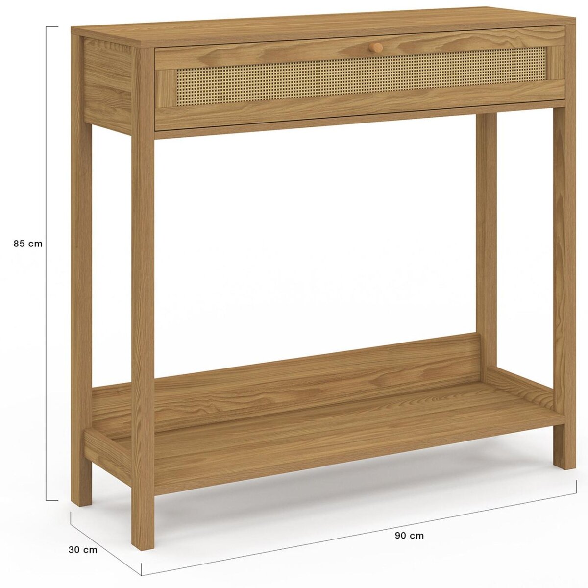 ID MARKET Console 1 tiroir HANAE effet naturel cannage