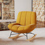 Voir la diapositive 2 : Rendez vous déco Rocking chair en tissu effet velours jaune moutarde-Alvin
