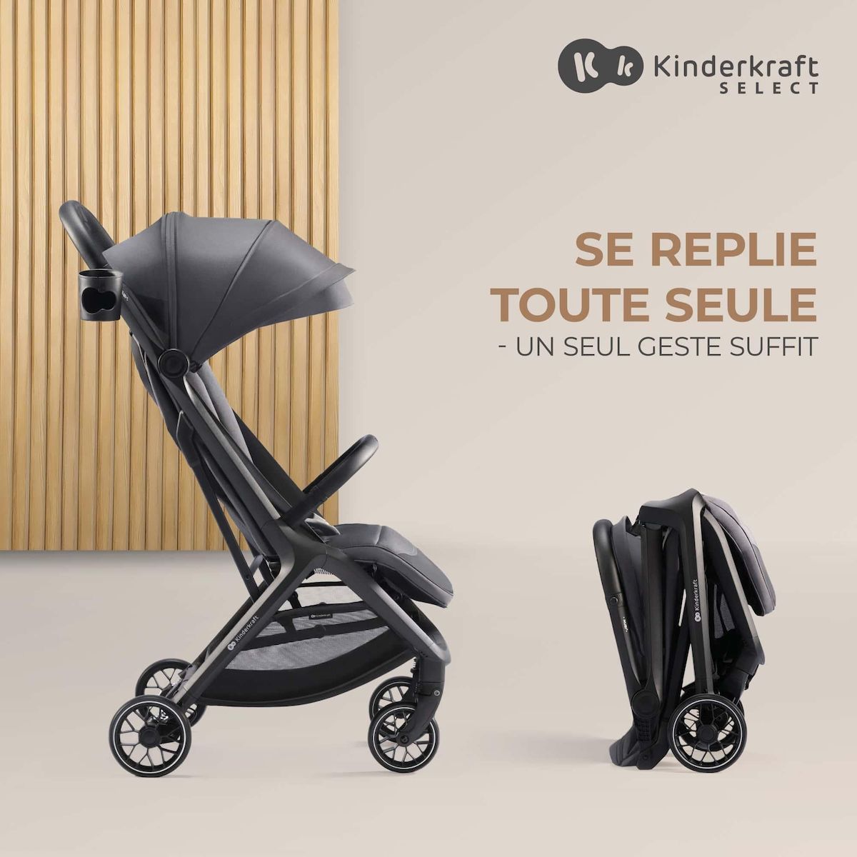 KINDERKRAFT Poussette de voyage légère avec pliage automatique