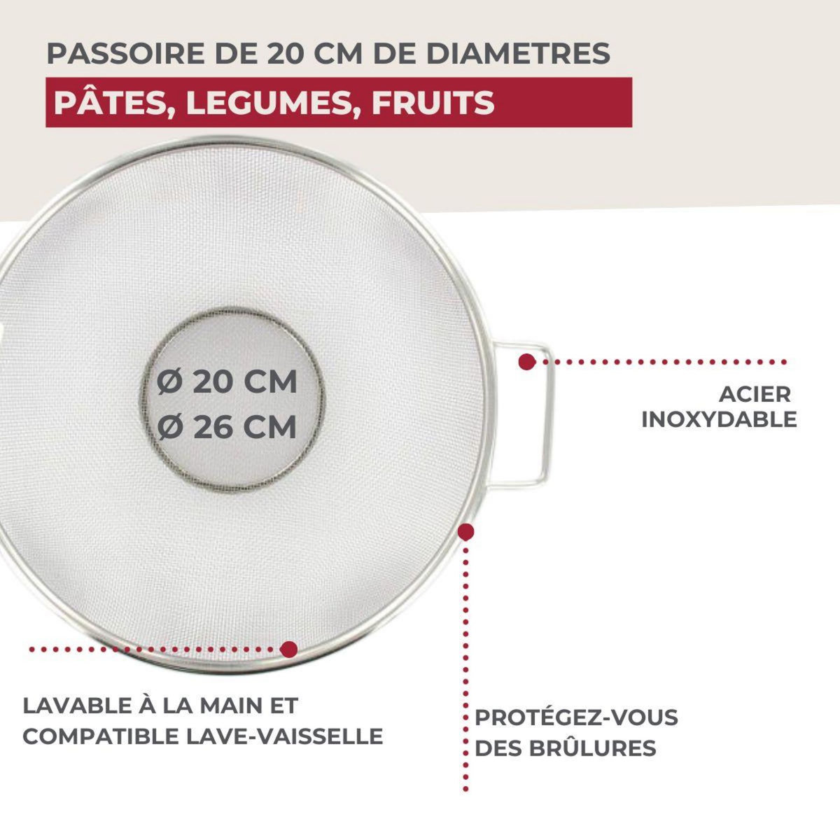 Fackelmann Set de 2 passoires inox 20 cm et 26 cm Fackelmann