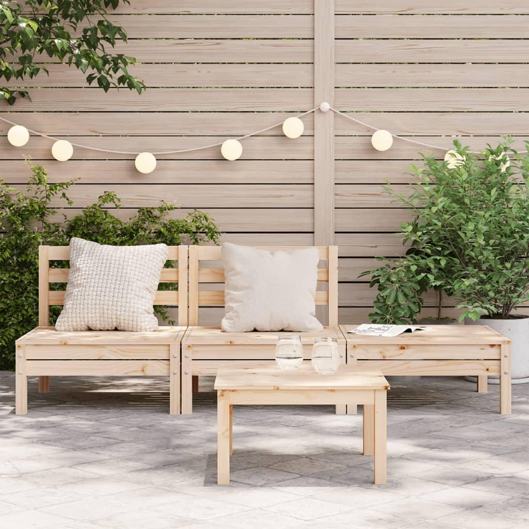 Voir la diapositive 3 : VIDAXL Canape de jardin 3 places bois de pin massif