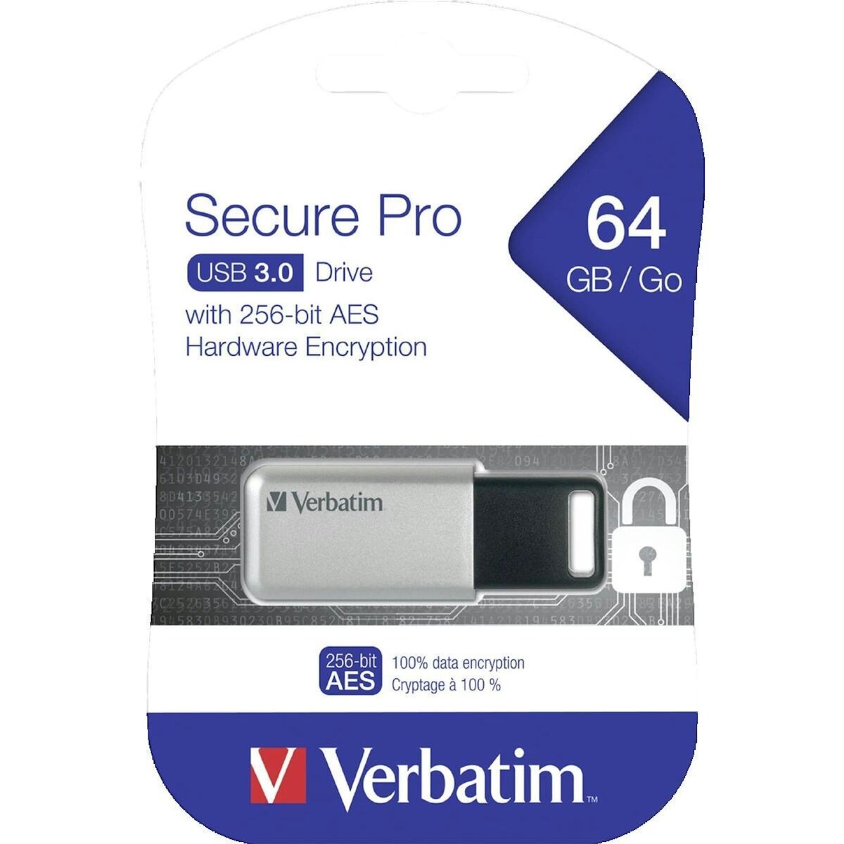 Verbatim Clé USB Verbatim Store 'n' Go Secure Pro 64 Go USB 3.0 sécurisé