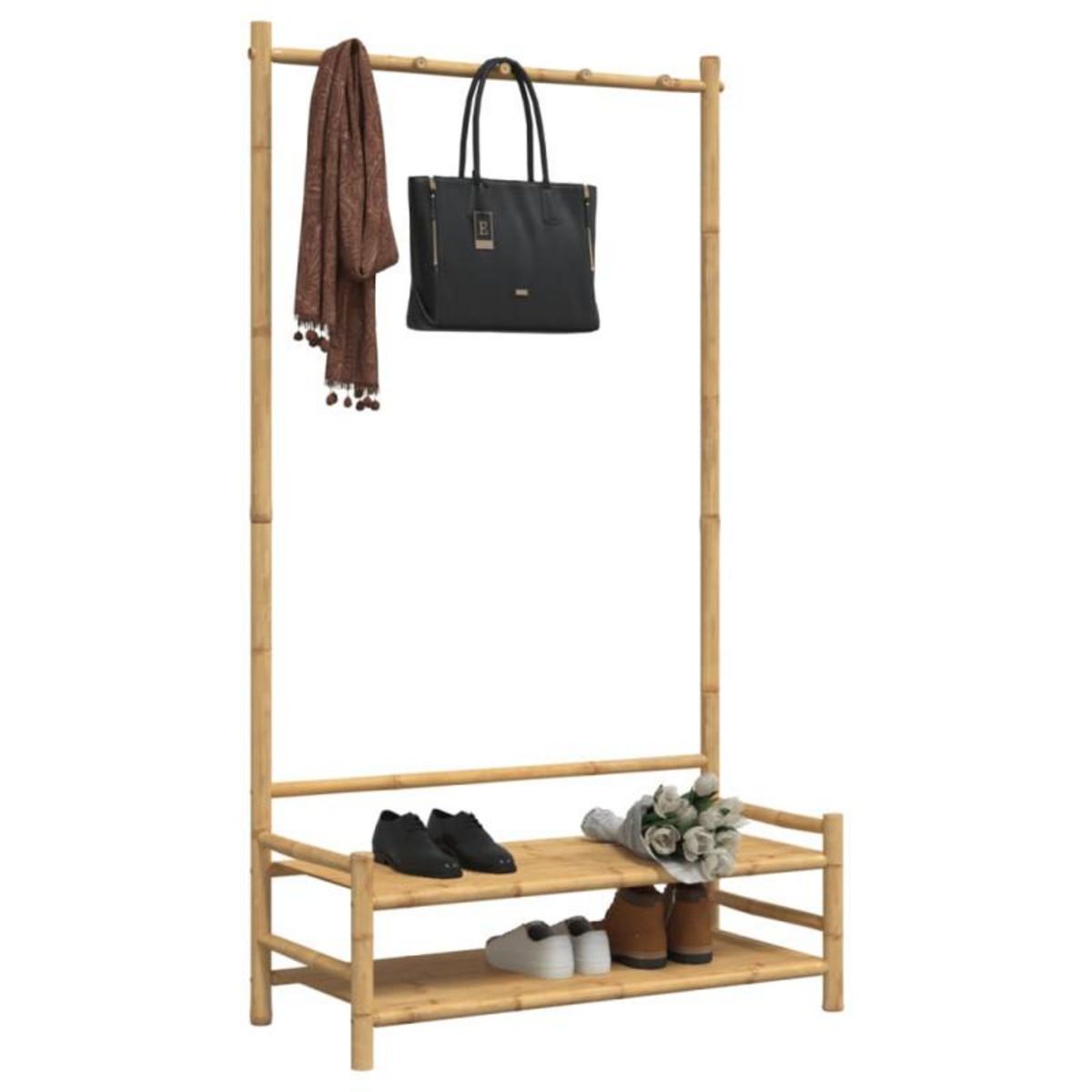 VIDAXL Porte vêtement avec étagères 103x40x183 cm bambou