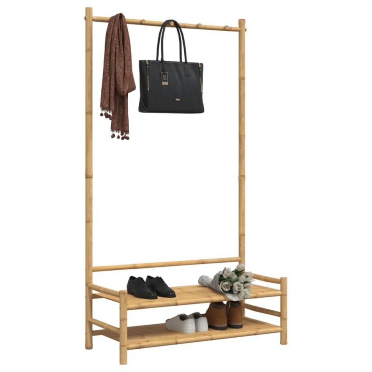 VIDAXL Porte vêtement avec étagères 103x40x183 cm bambou