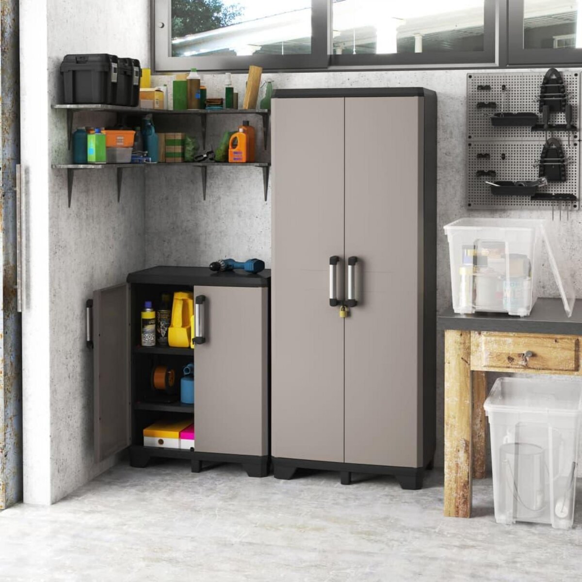 Keter Keter Armoire de rangement avec etageres Pro noir et gris