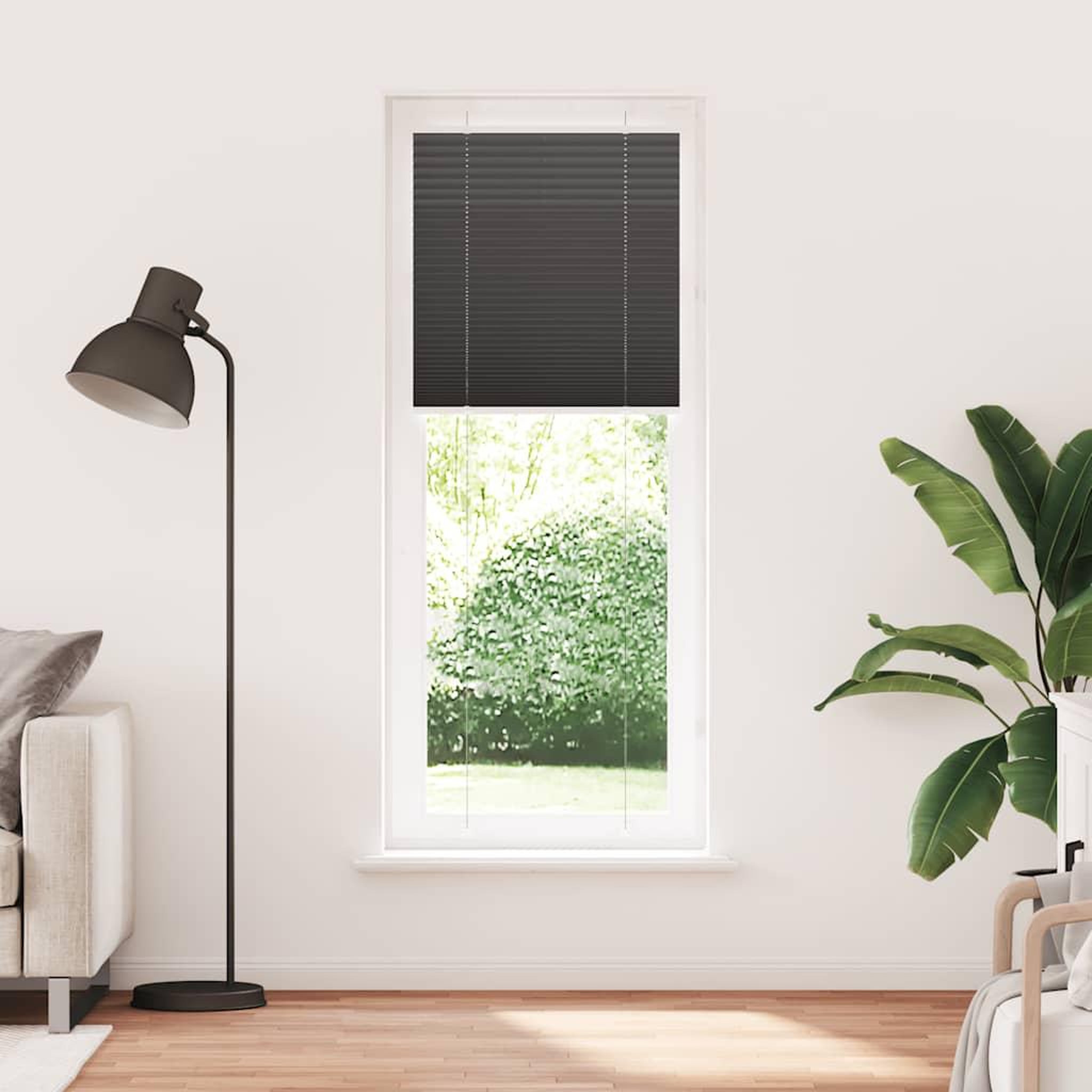 Voir la diapositive 2 : VIDAXL Store plisse noir 75x200 cm largeur du tissu 74,4 cm polyester
