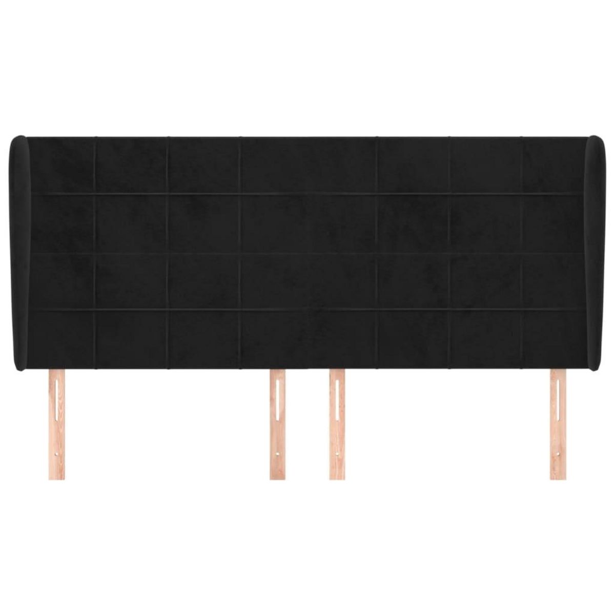 VIDAXL Tete de lit avec oreilles Noir 203x23x118/128 cm Velours