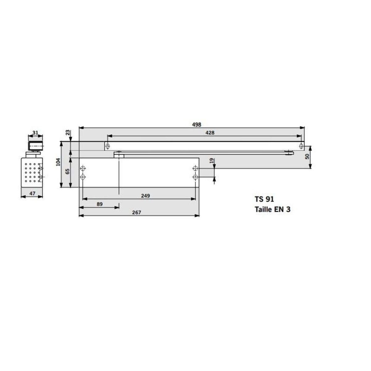 DORMA Ferme porte TS 91B universel force 3 fourni sans bras finition noir DORMA 41020119