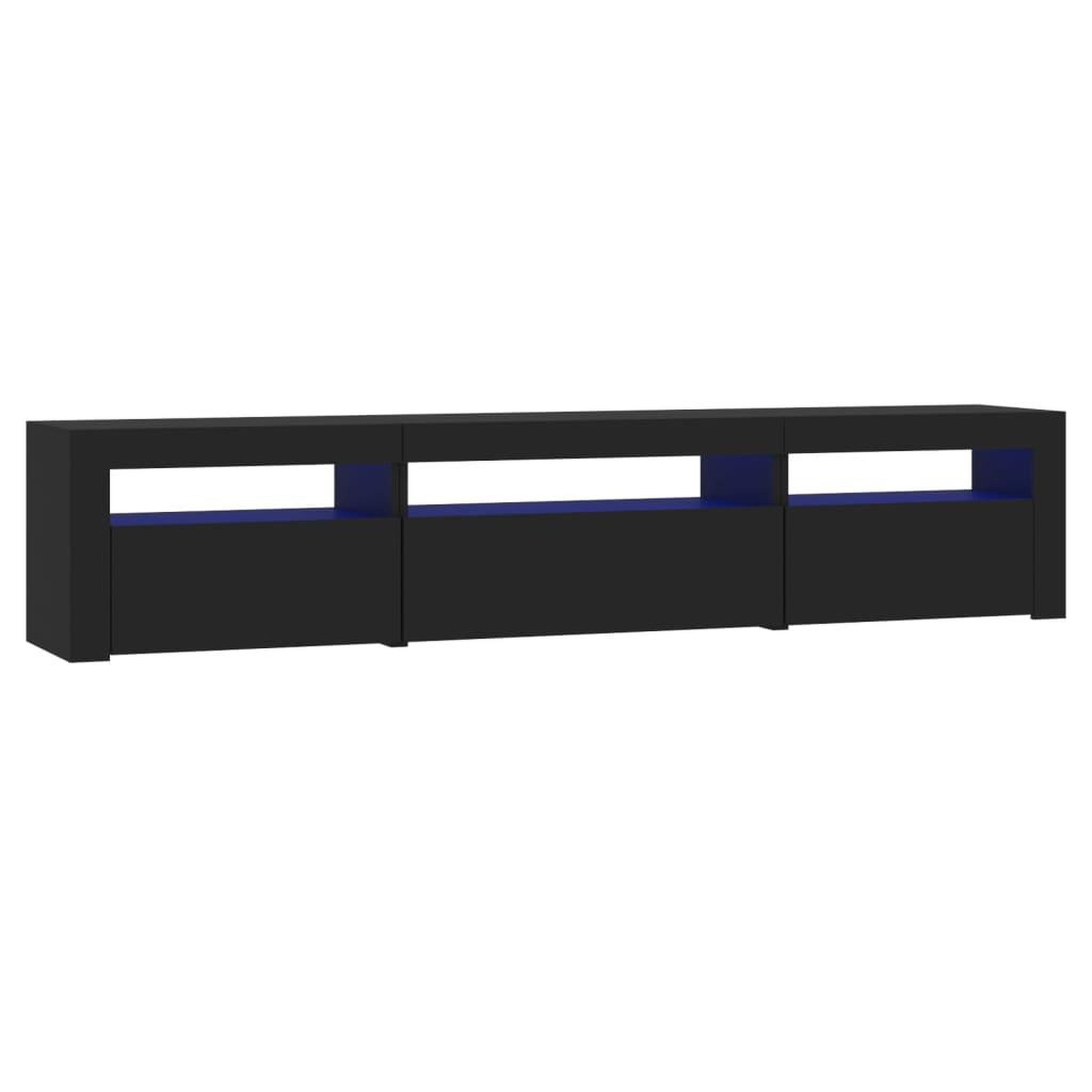 Voir la diapositive 2 : VIDAXL Meuble TV avec lumieres LED Noir 195x35x40 cm
