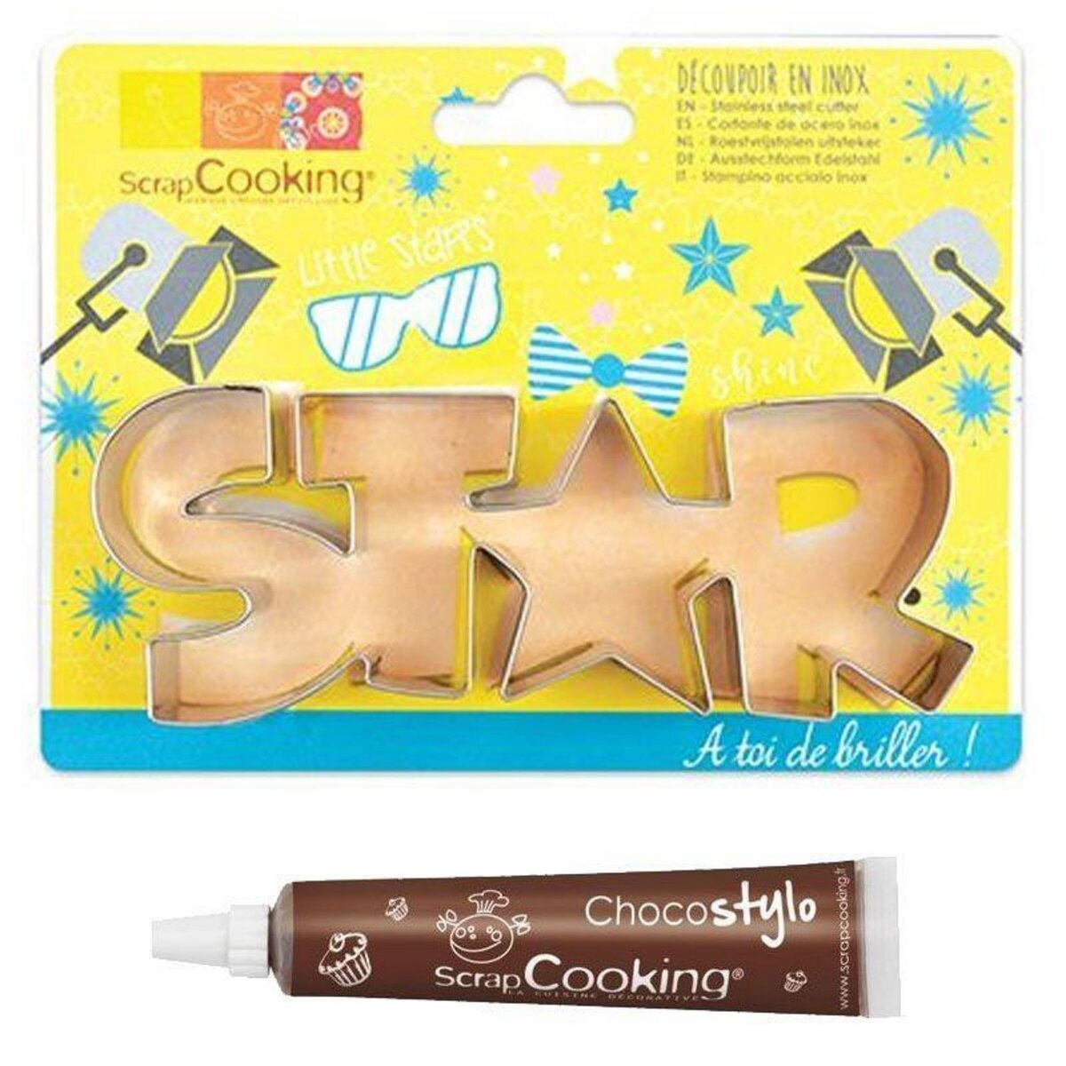 SCRAPCOOKING Découpoir à biscuits en inox Star + Stylo chocolat