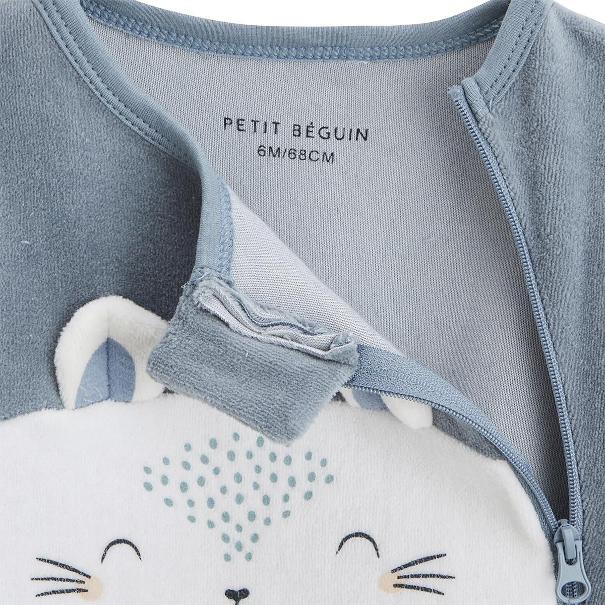 Petit Béguin Pyjama bébé en velours ouverture zippée Rêverie