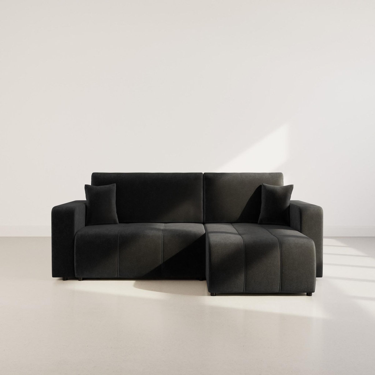 BEST MOBILIER Nicole - canapé d'angle réversible 5 places convertible avec coffre en tissu