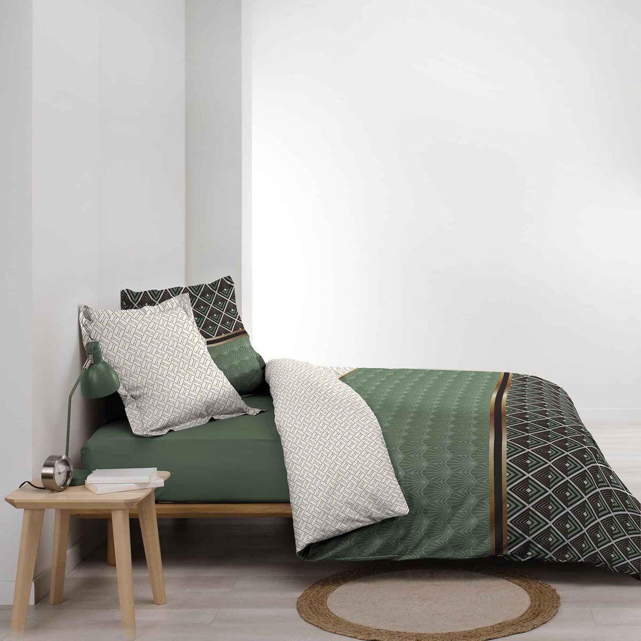 Voir la diapositive 3 : Douceur d'Intérieur Parure de lit 3 pièces  belor  240x220cm vert