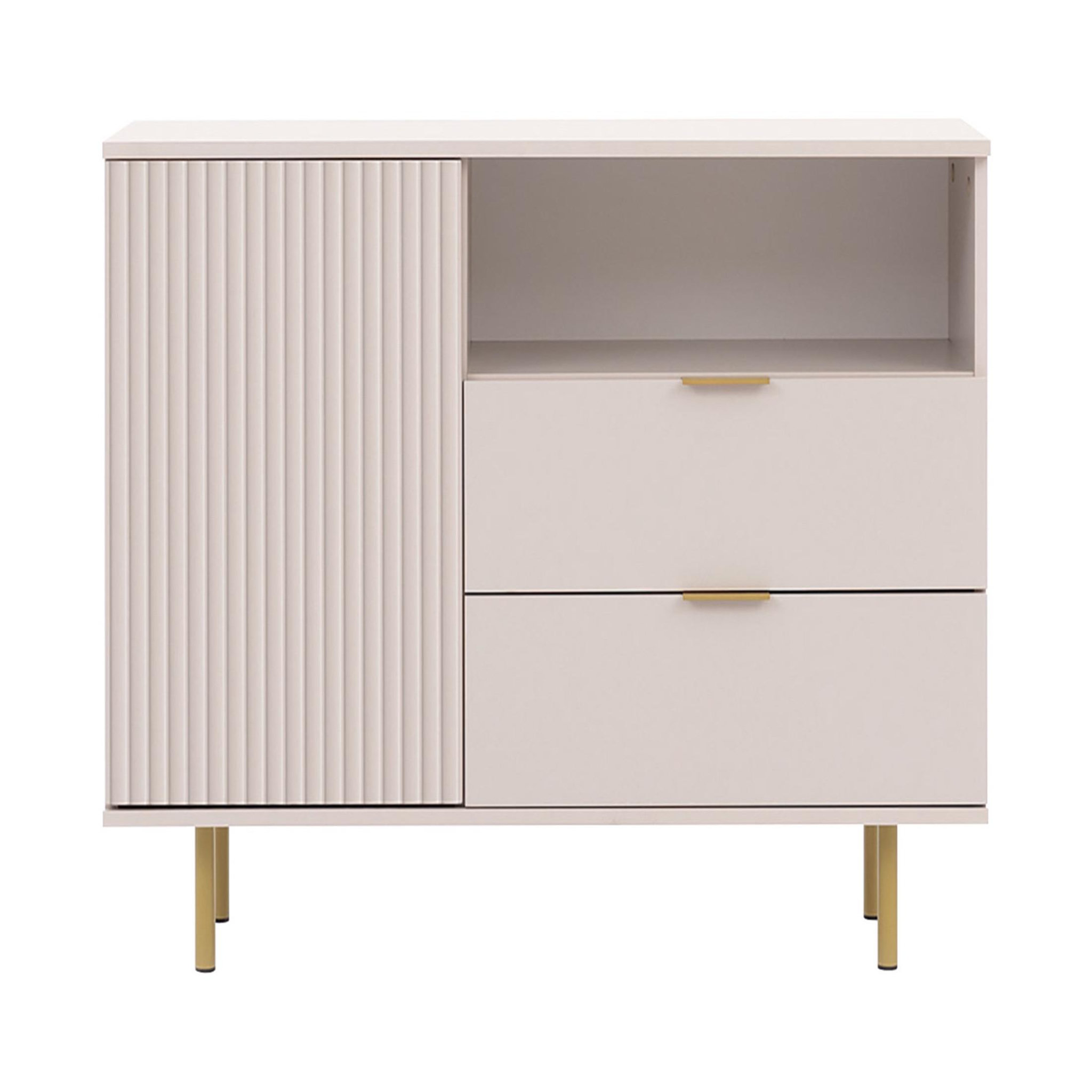 BEST MOBILIER Monica - buffet - beige - 2 tiroirs, 1 porte et 1 niche - 107 cm. Coloris disponibles : Beige