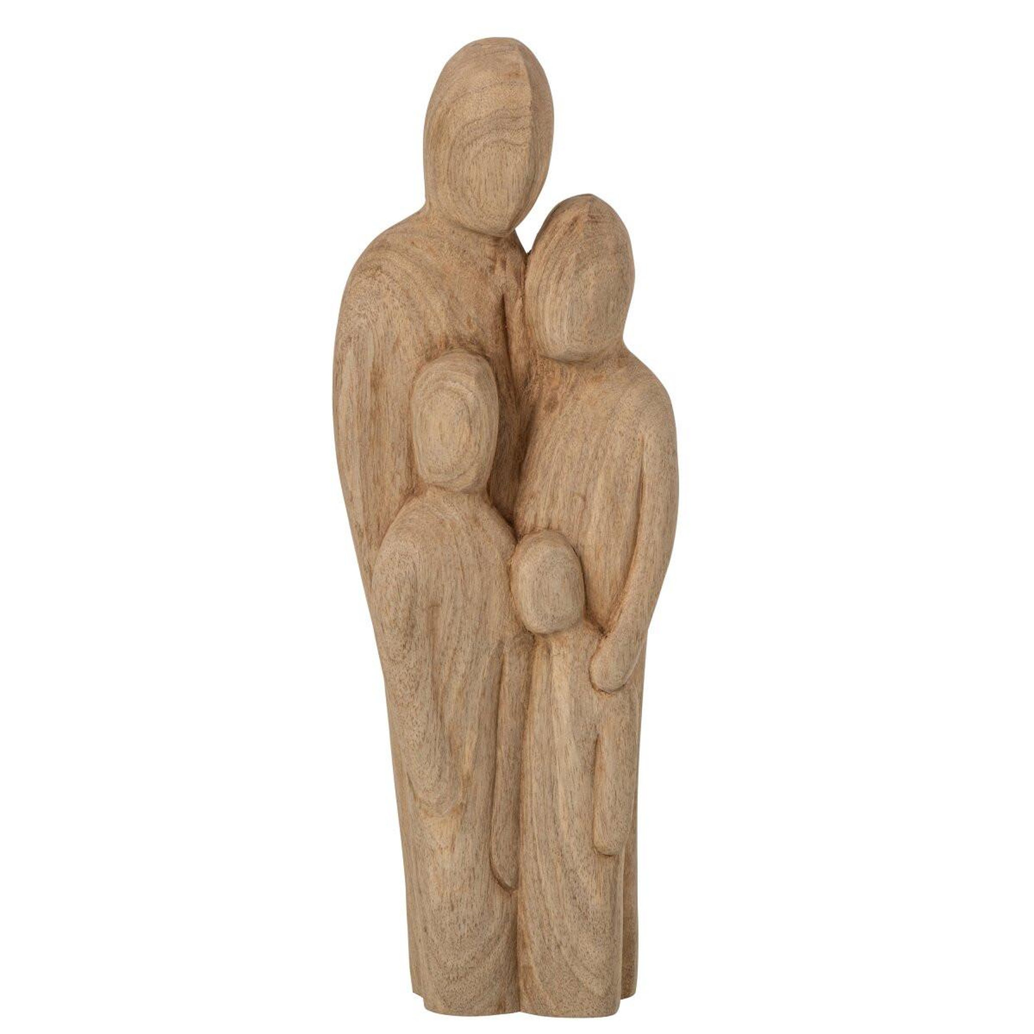 J-LINE Statuette famille en bois  zélie  41cm naturel