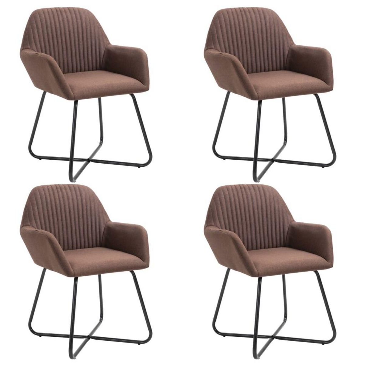 VIDAXL Chaises a manger lot de 4 marron tissu
