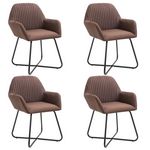 VIDAXL Chaises a manger lot de 4 marron tissu