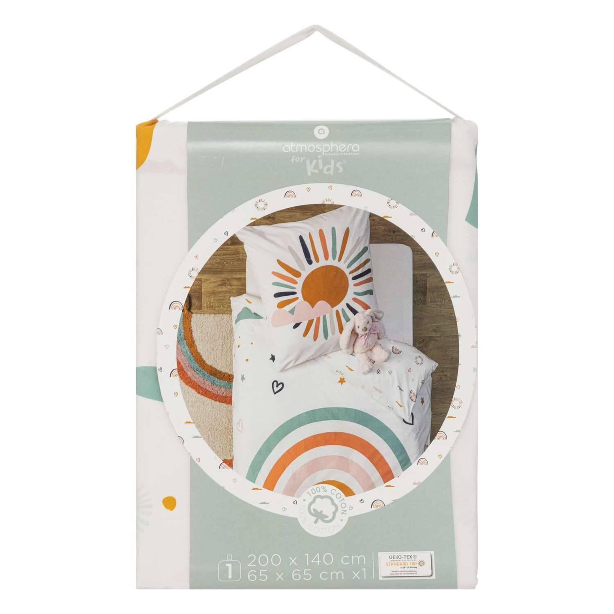 Voir la diapositive 4 : Atmosphera Kids Parure de lit enfant Arc en ciel - 100% coton 57 fils - 140 x 200 cm