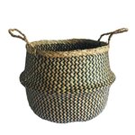 CENTRALE BRICO Panier en jonc de mer, cloche, Ethno zigzag, black n°0