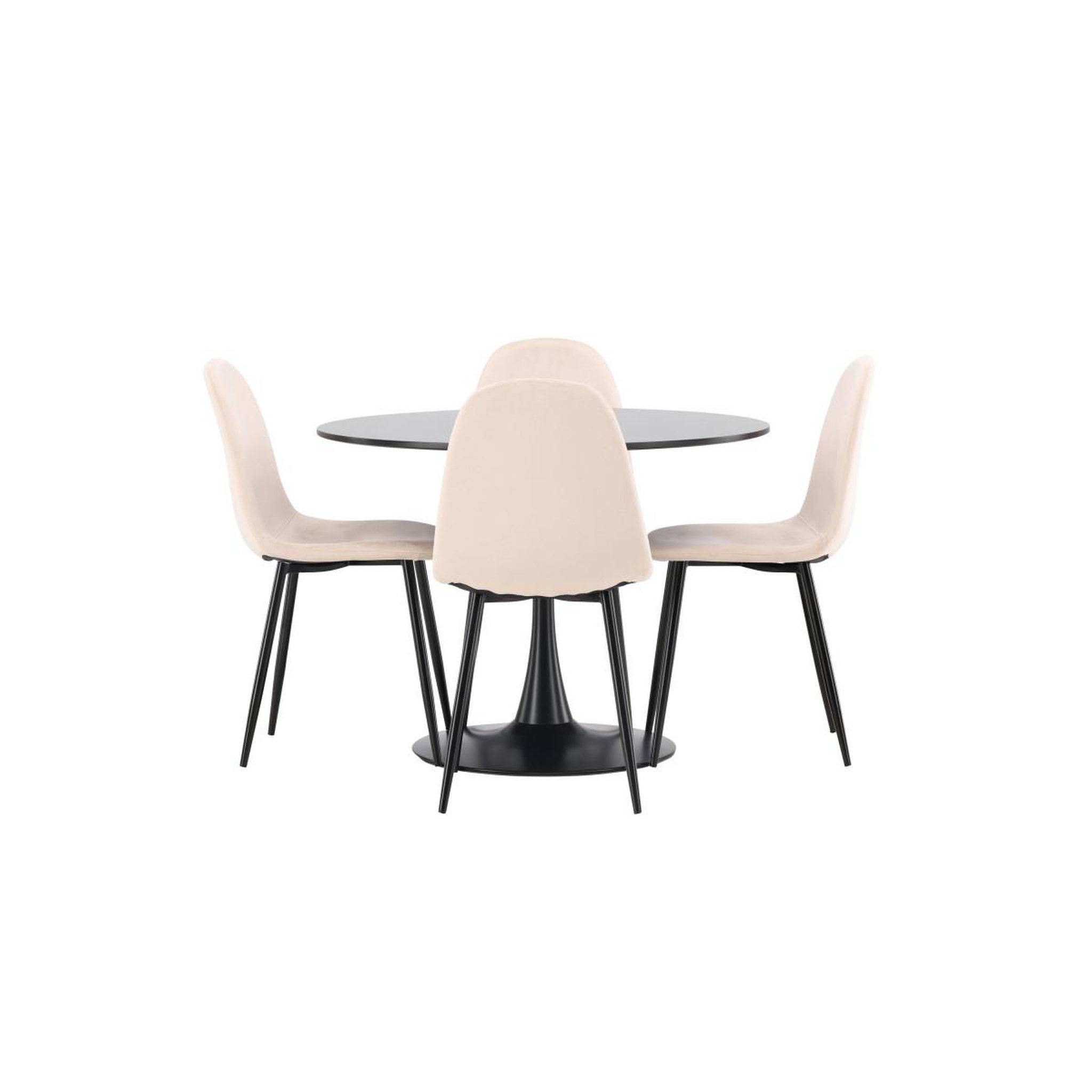 Voir la diapositive 2 : Paris Prix Ensemble table à manger & 4 chaises  glade & polar  100cm noir & beige