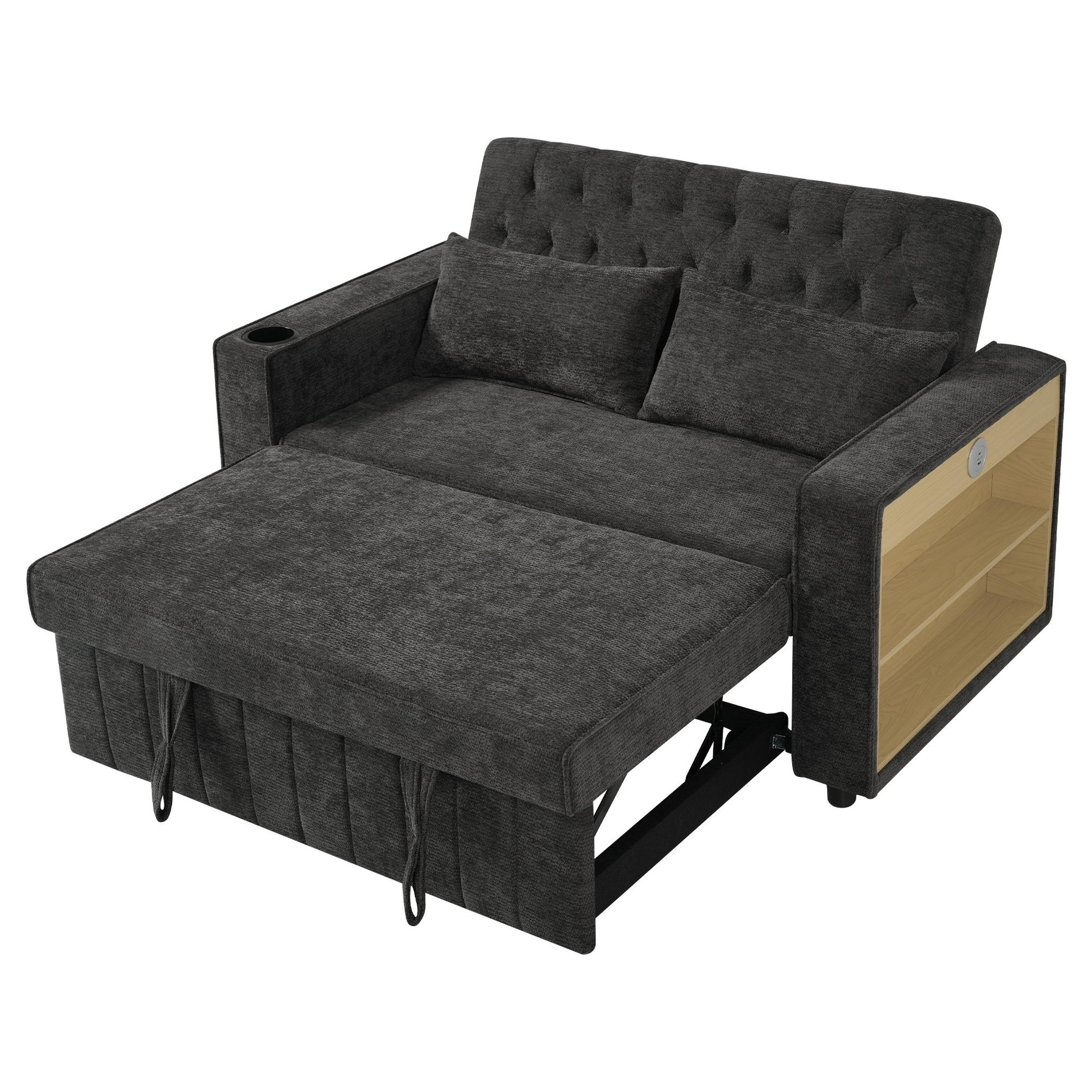 Voir la diapositive 1 : MERAX Canapé droit convertible 2 places tissu