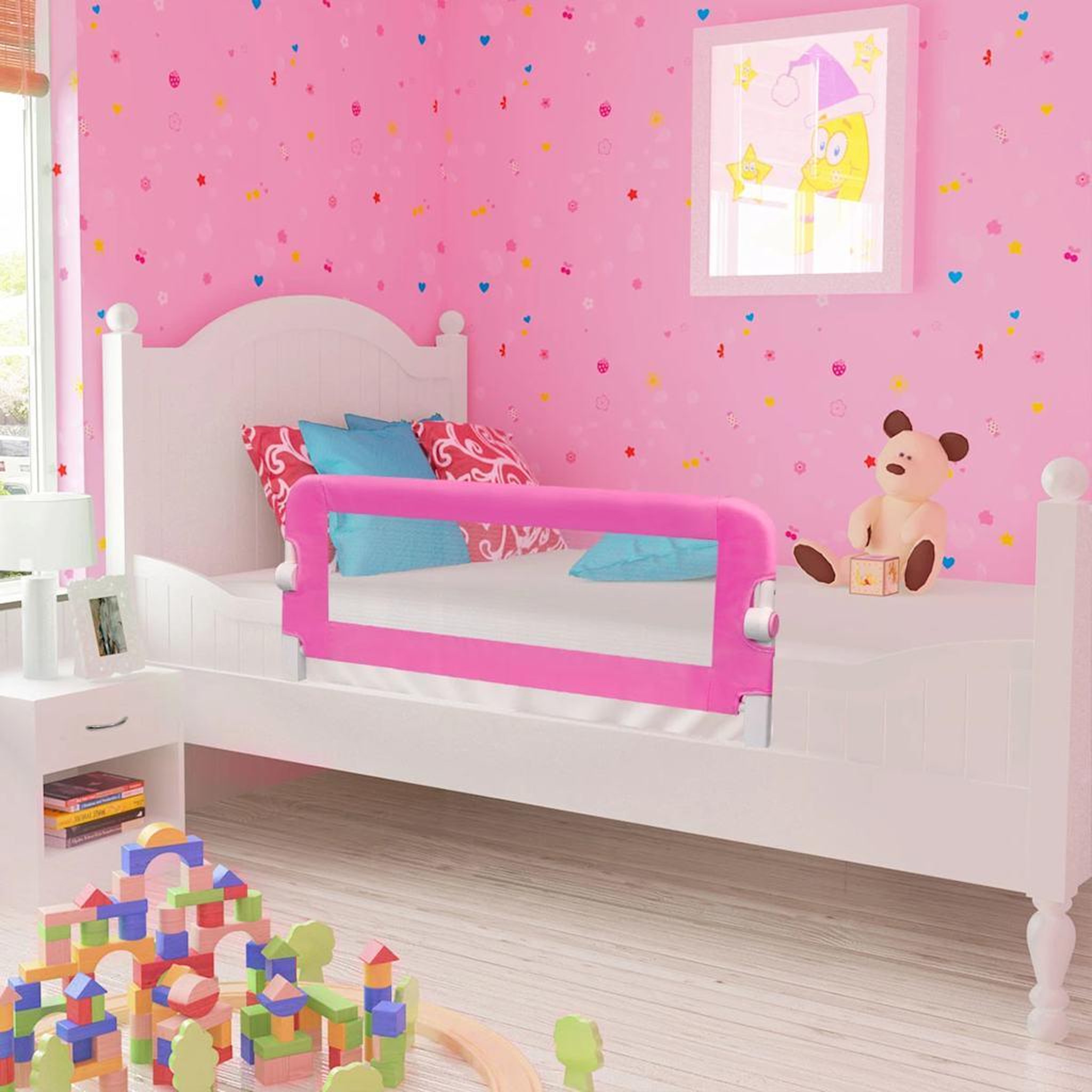 Voir la diapositive 1 : VIDAXL Barriere de lit de securite pour tout-petits 2pcs Rose 102x42cm