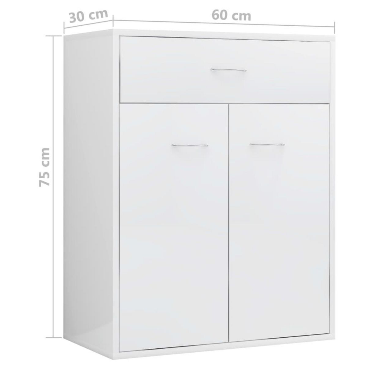 VIDAXL Buffet Blanc brillant 60x30x75 cm Bois d'ingenierie