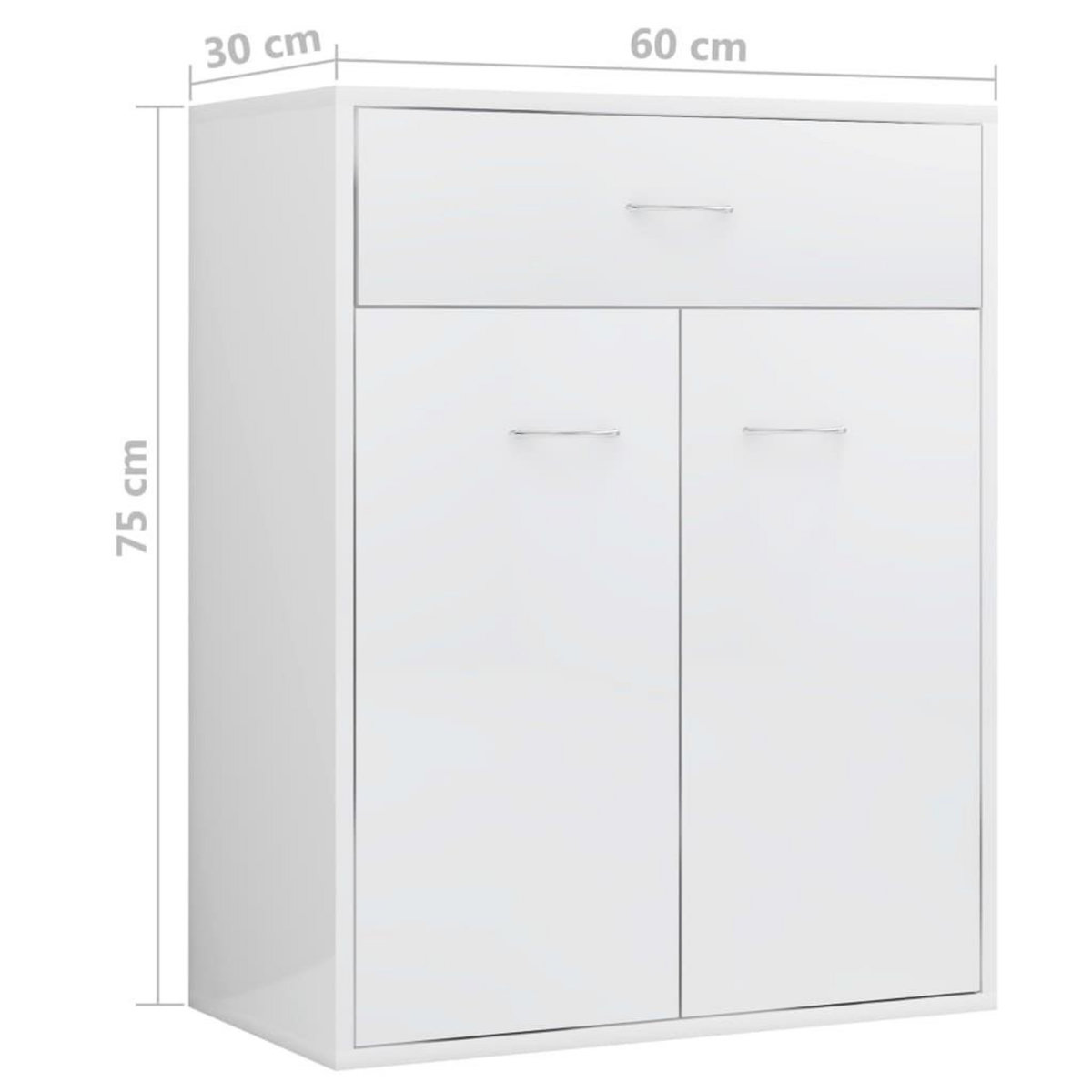 VIDAXL Buffet Blanc brillant 60x30x75 cm Bois d'ingenierie
