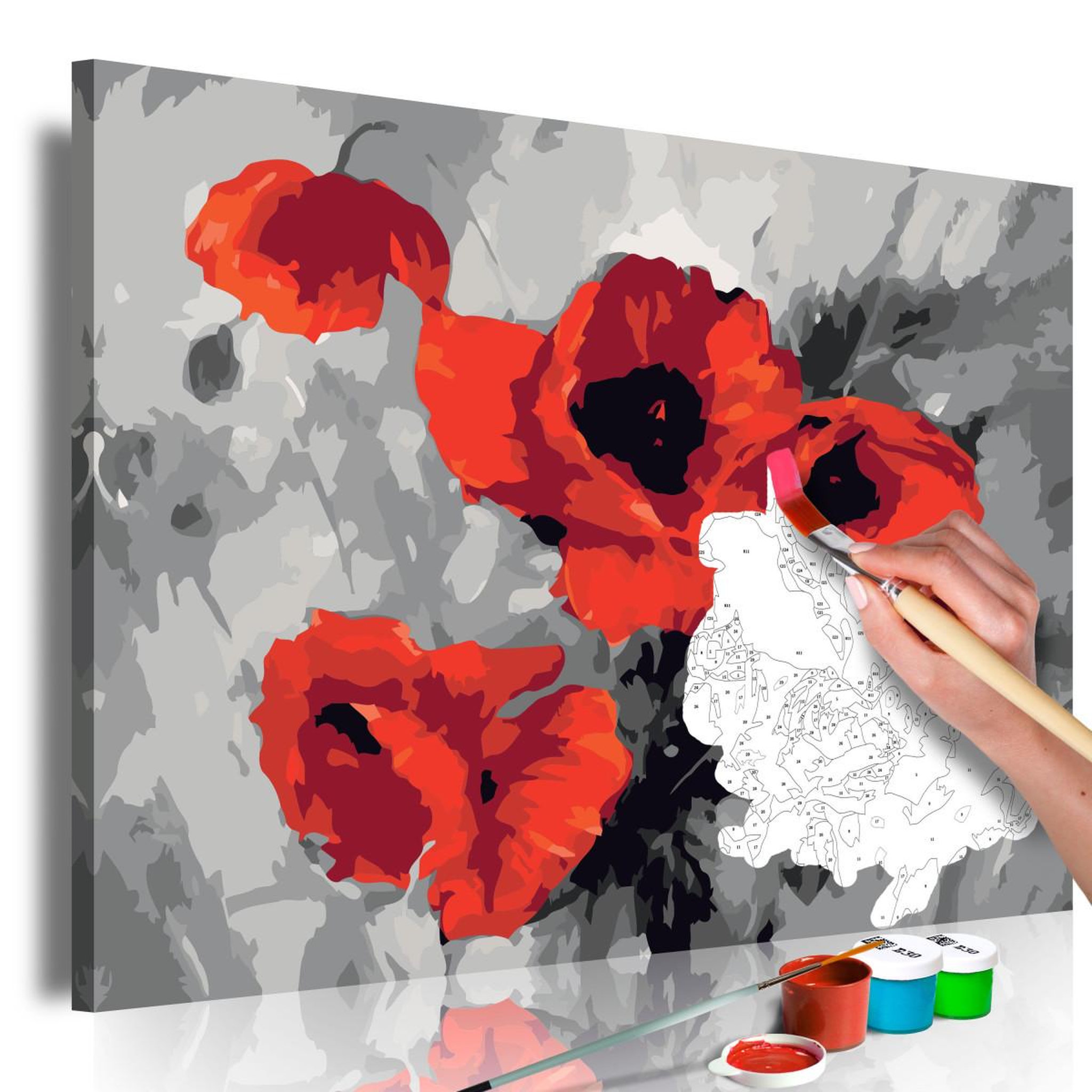 Voir la diapositive 1 : Paris Prix Tableau à Peindre Soi-Même  Bouquet de Coquelicots  40x60cm