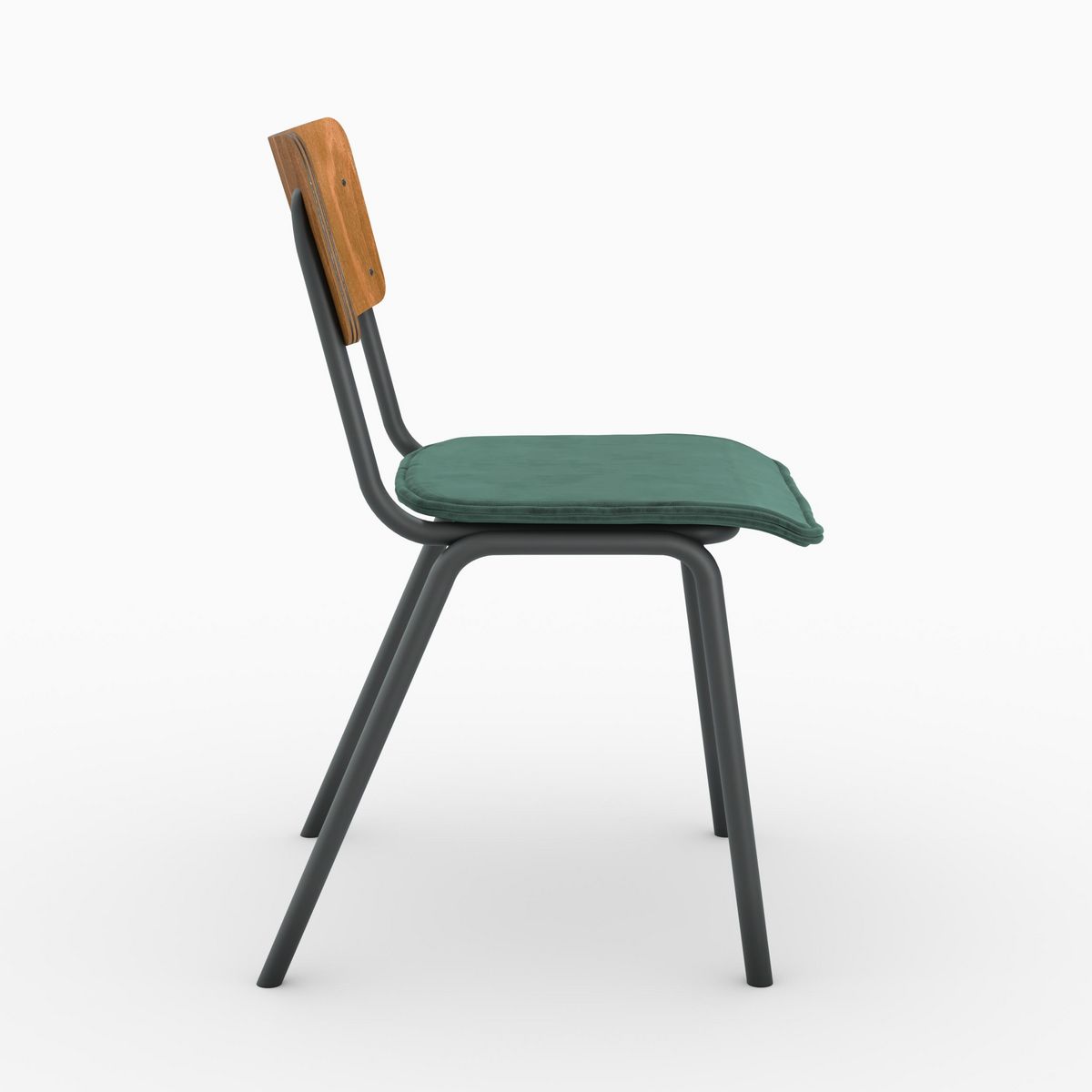 Rendez vous déco Lot de 2 chaises en bois foncé et velours vert - Nico