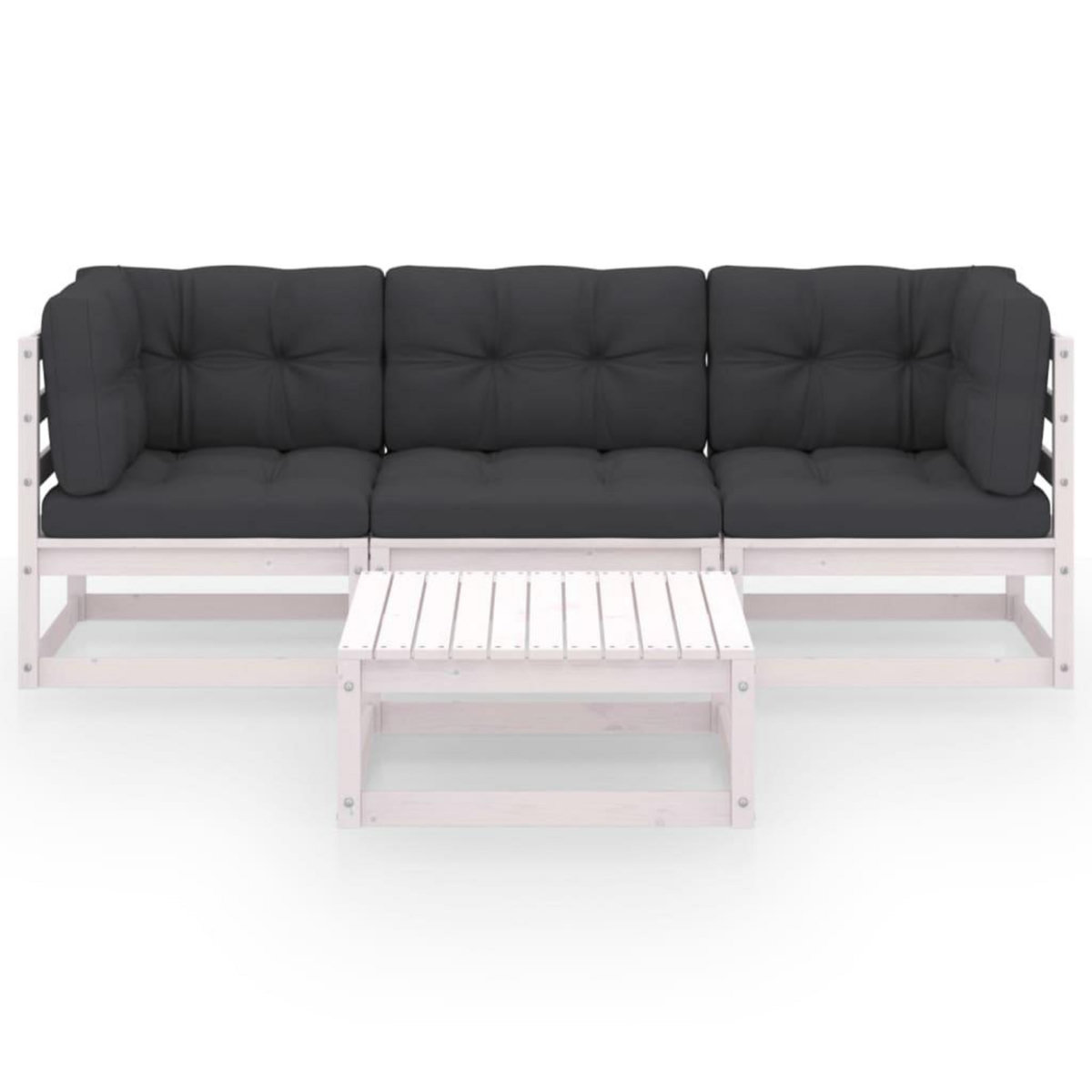 VIDAXL Salon de jardin 4 pcs avec coussins Bois de pin massif