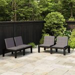 VIDAXL Bancs de salon de jardin avec coussins lot de 2 Plastique Gris