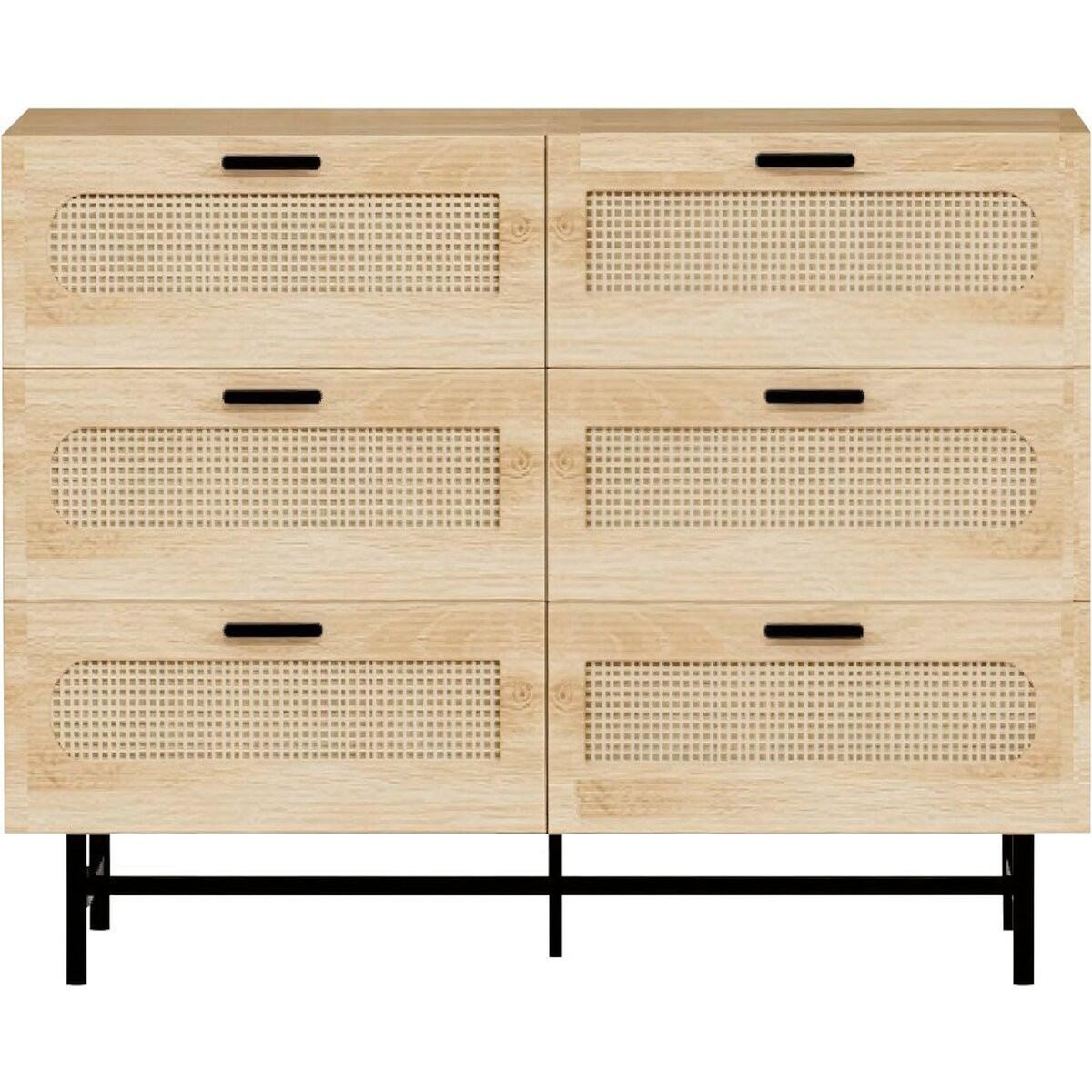 Habitat et Jardin Commode en bois et cannage  Harrison  - 120 x 40 x 75 cm - Beige