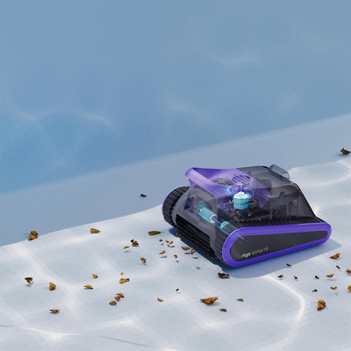 MAYTRONICS Robot aspirateur sans fil, couverture complète grâce à sa navigation intelligente sonar, par à toutes les piscines jusqu'à 10m - sonar f3