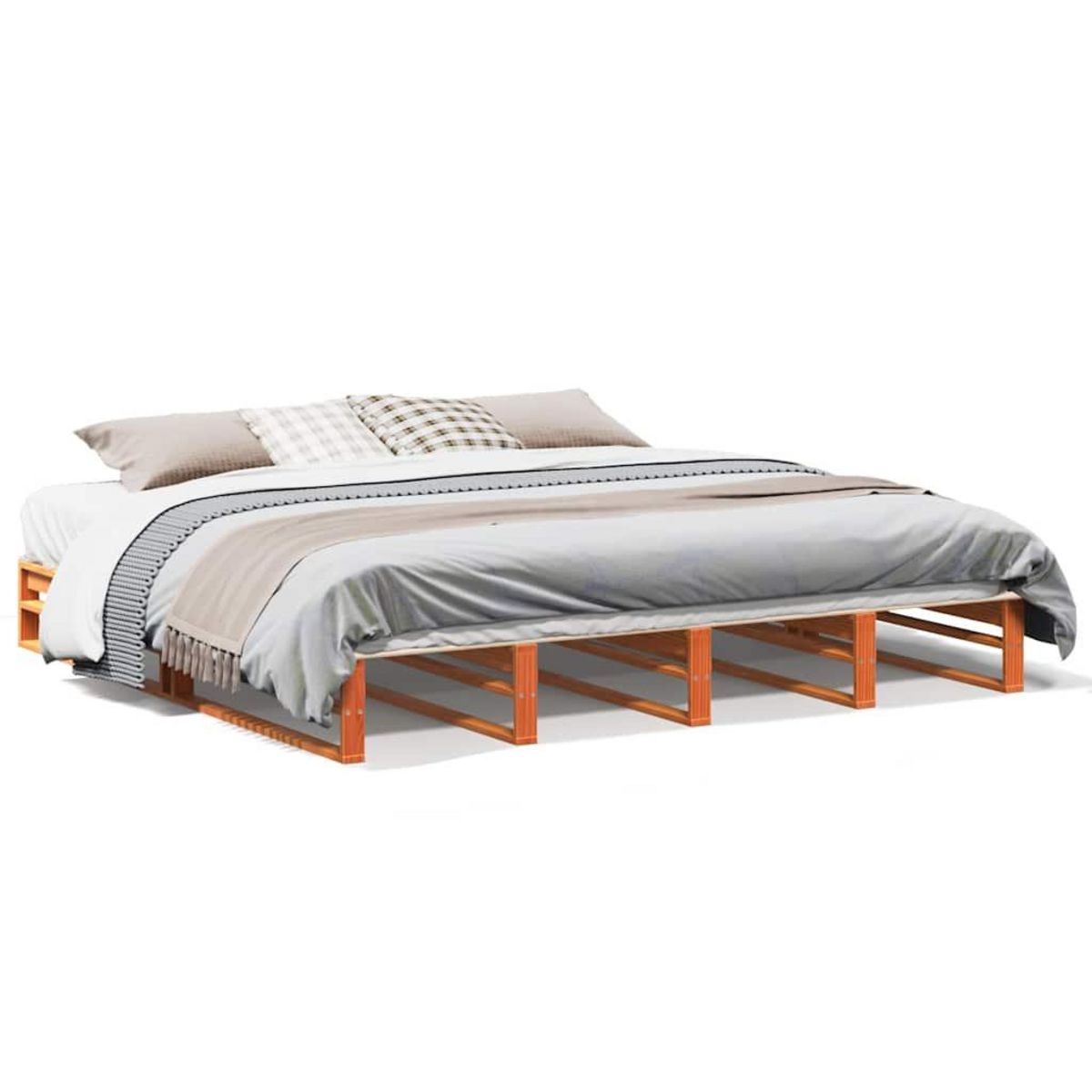 VIDAXL Cadre de lit sans matelas cire marron 180x200cm bois pin massif