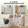 Voir la diapositive 4 : PAWHUT Barrière de sécurité chien rétractable 0-144 cm H.87 cm verrouillage auto alu PVC gris