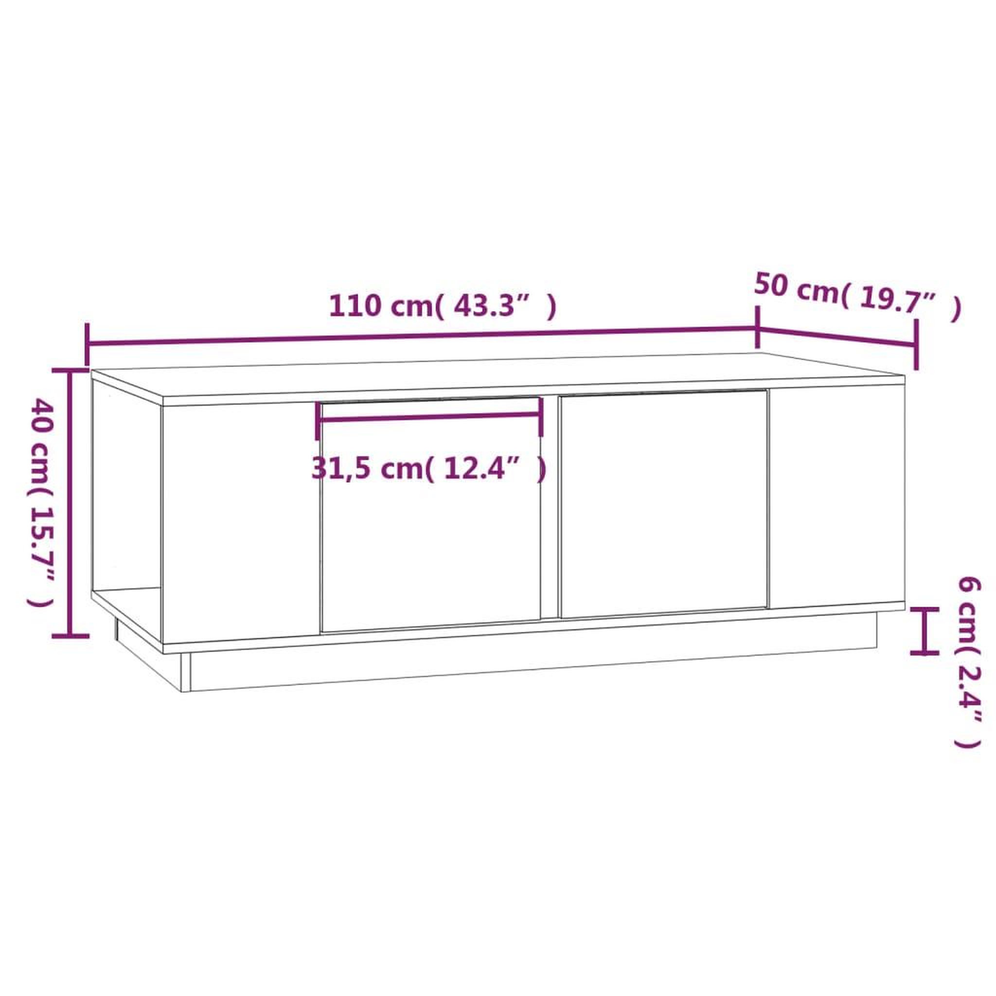 Voir la diapositive 6 : VIDAXL Table basse Noir 110x50x40 cm Bois massif de pin