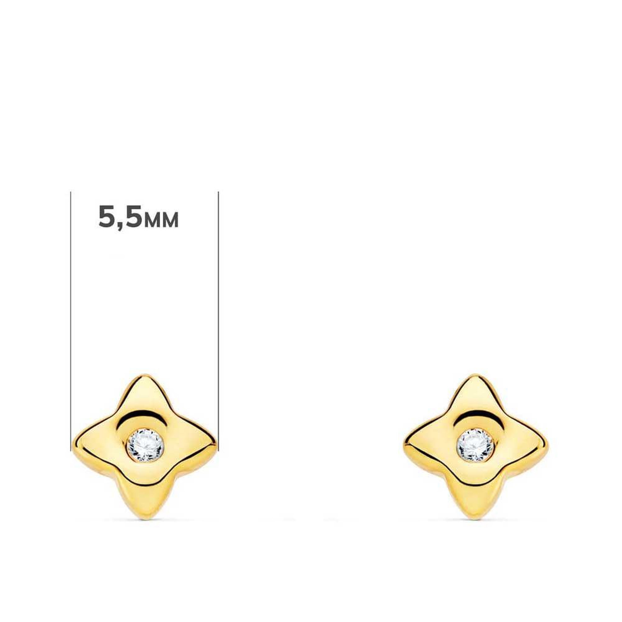 Voir la diapositive 2 : L'ATELIER D'AZUR Boucles d'Oreilles Etoiles Solitaires Diamants de Synthèse 0.04 Carats - Or 18 Carats 750 Jaune