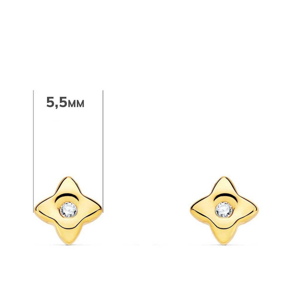 L'ATELIER D'AZUR Boucles d'Oreilles Etoiles Solitaires Diamants de Synthèse 0.04 Carats - Or 18 Carats 750 Jaune