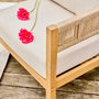 Voir la diapositive 5 : SWEEEK Salon de jardin bois d'acacia et cordes beige 4 places. tables rondes - Samos