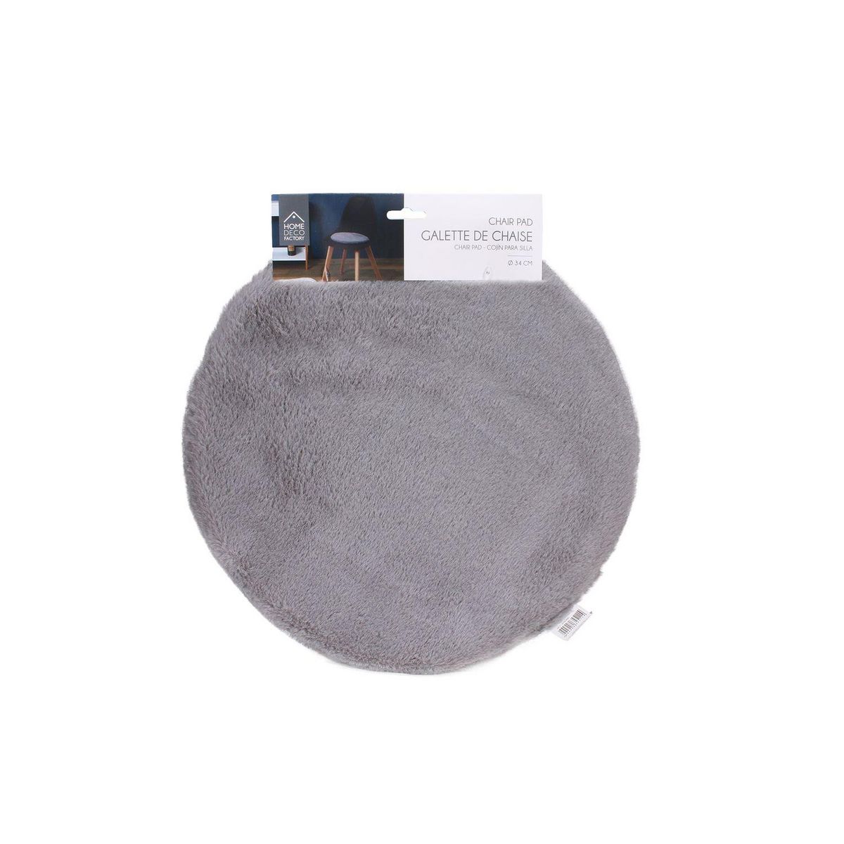 TOILINUX Lot de 6 galettes de chaises rondes imitiation fourrure - Diamètre 34 cm - Gris