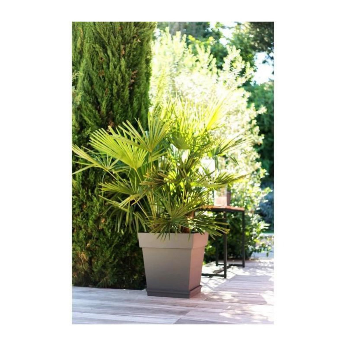 Eda Pot de fleur carré Toscane 49,5 x H.52,5 cm - Taupe - Eda